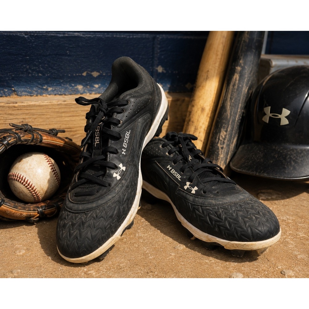 Under Armour BSBL Baseball Cleats Black Molded Size 10